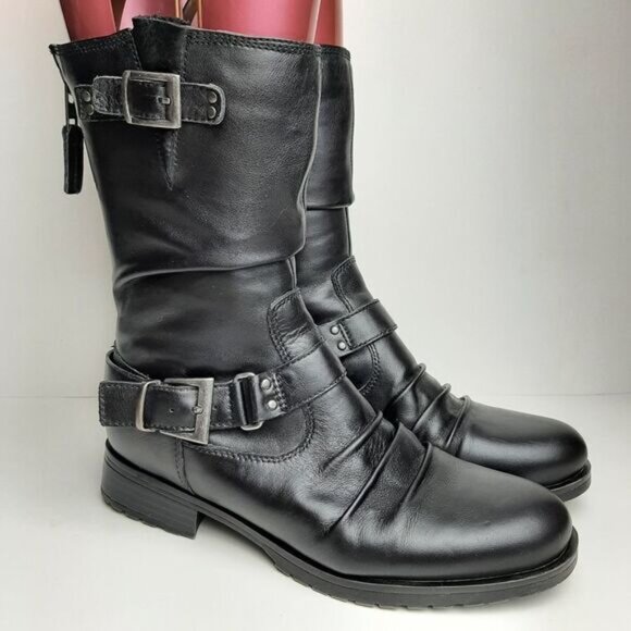 Blondo Black Leather Combat Boots - Picture 2 of 13